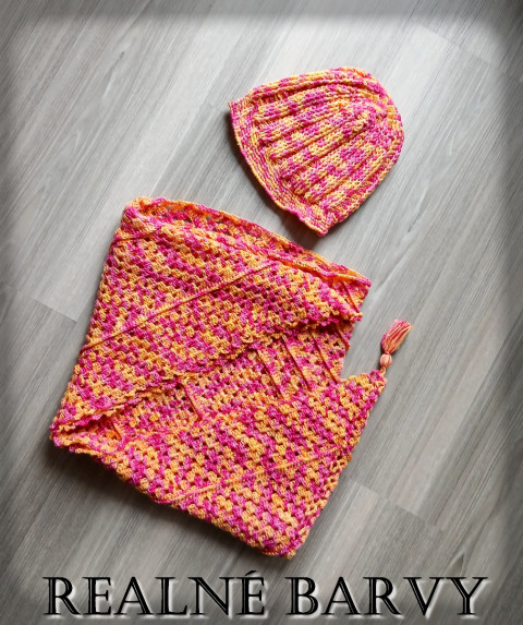 Háčkovaný šátek - střední no.3 zima pletení akryl šátek šál pestrobarevný módní doplněk pro zahřátí 