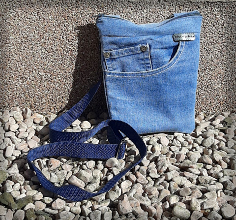 Mini džínová crossbody kapsa taška recyklace sportovní taštička kapsička kapsa džínovina do města na drobnosti crossbody 