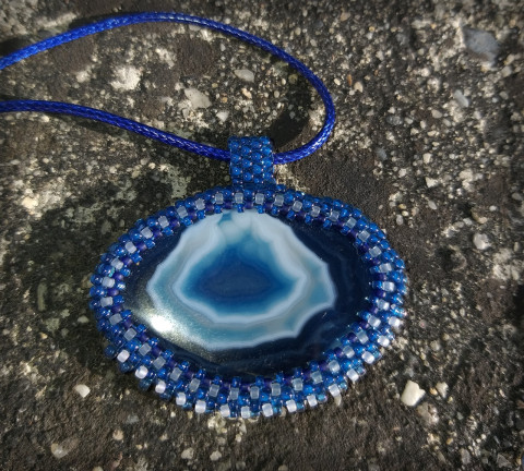 Oko oceánu voda šperk náhrdelník oko polodrahokam achát moře doplněk přírodní kapka plátek monerál 