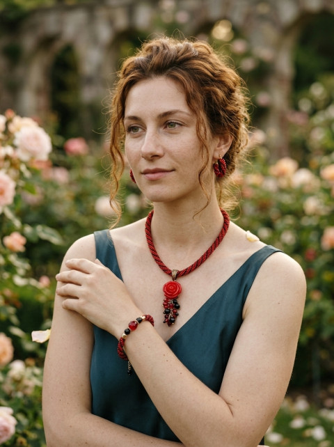 Ve víru vášně - sada šperků šperk korálky doplněk náušnice sklo háčkovaná láska sada růže romantika valentýn vášeň dutinka kolekce náhedelník romance nárame emoce 