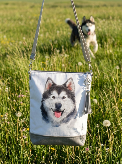 Crossbody - Husky radost kabelky taška pes pejsek psík veselá pejskař sibiřský husky psí plemeno plemeno milovník psů psí miláček 