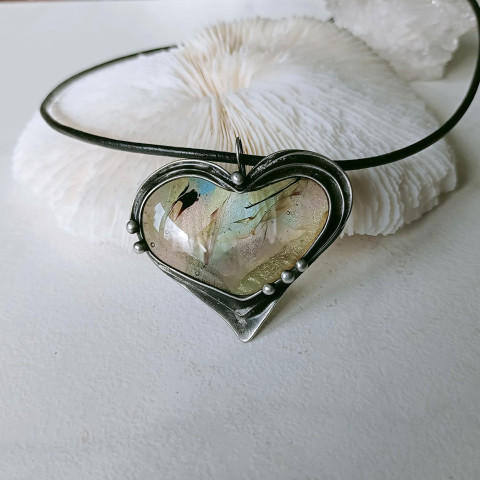 Barevná láska - přívěsek sklo šperk srdce sklo srdíčko láska barevná patina tiffany cínované 