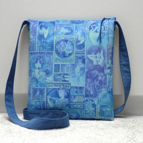 Modrá kabelka Alfons Mucha mucha kabelka s muchou modrá kabelka látková kabelka crossbody kabelka 