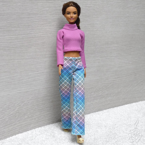 Kalhoty a top pro Barbie oblečky pro barbie ooak oblečky pro panenku kalhoty pro barbie oblečky pro sběratele 